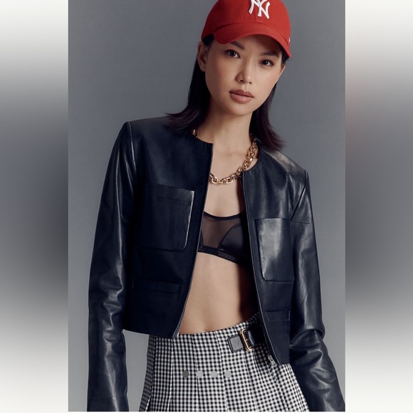 Anthropologie NWT Lamarque Linette Leather Jacket size L. - Picture 4 of 12